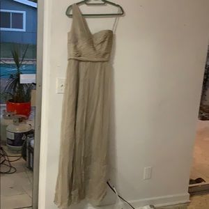 Taupe/gray Amsale one shoulder gown